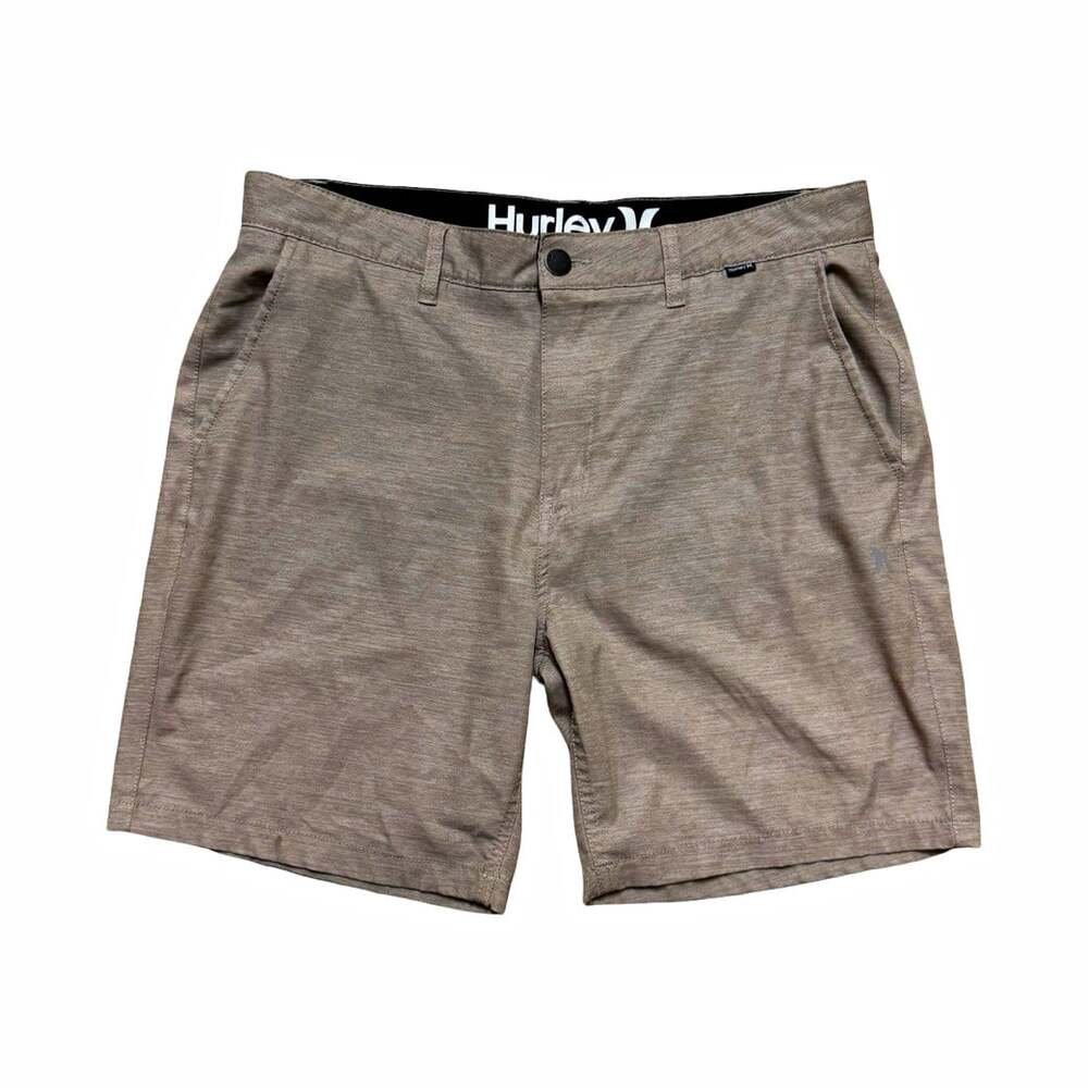 Hurley Men’s Gray Chino Shorts Polyester Spandex Stretch Slash Pockets Solid